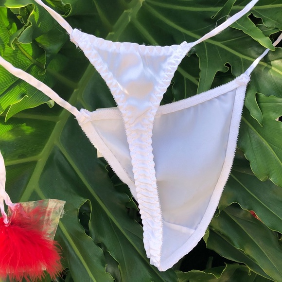 3/$30 NWT Satin Feather Thong - Picture 3 of 6
